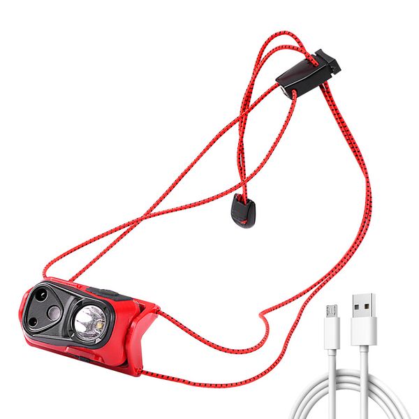 Headlamp Powerful Fishing Adjustable LED Headlight USB Rechargeable Power Head Torch Lamp for Outdoor Running Tools smile