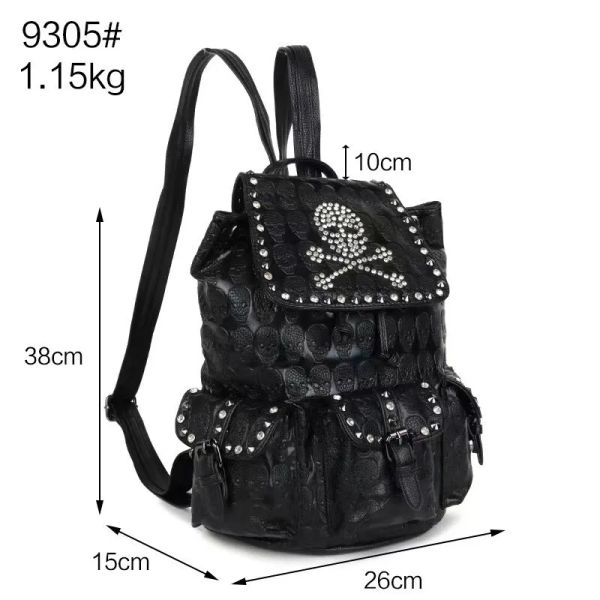 

Computer schoolbag Shoulder bag 2024 new solid color skull men and women backpack personality popular BFP2411021 PTP1, Black