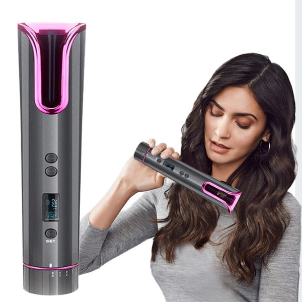 

Wireless Automatic Curg Iron USB Rechargeable Rotating Large Volume Not Hurt Hair Lazy man electric coil rod 240325, Red