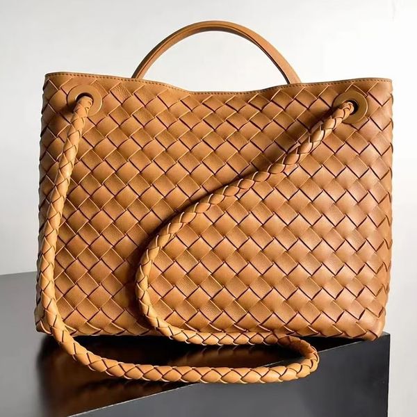 

Andiamo handbag luxury designer bag chocolate brown nappa weaving drawstring large Crossbody bag 10A top quality Soft sheepskin Work intrecciato tote bag, Color7