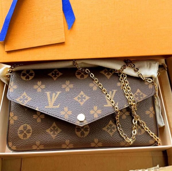 

Women Designer Bag Handbag Shoulder Bags Original Box clutch purse women ladies date code serial number Evening cross body Chain three in one, Pink