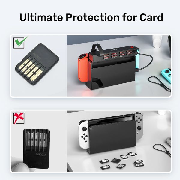 Unitek 8-in-1 Game Card Reader for Nintendo Switch/Switch OLED Game Cards Switcher with Multiple Card Storage Holder Accessories