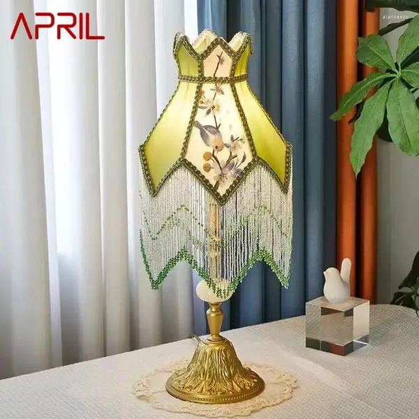 

Lamps APRIL Table French Lamp American Retro Living Room Bedroom Villa European Pastoral Creative Tassels Desk Light