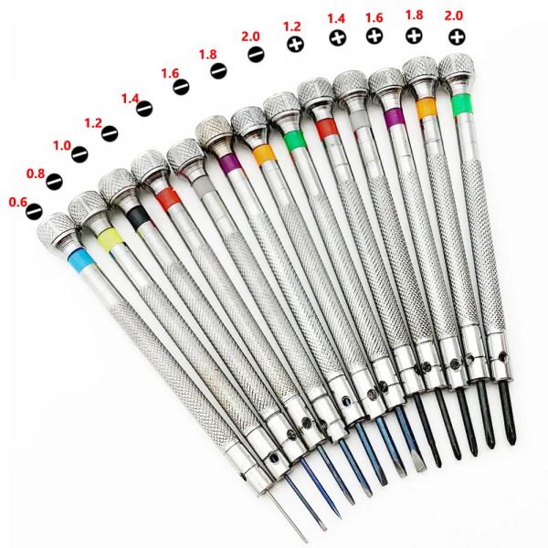 13pac Screwdriver Set 0.6mm-2.0mm Slotted/Cross Watch Tool Repair Screwdriver Kit Professional Watch Tools for Watchmakers