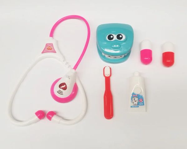 Cross-border Small Doctor Toy Set for Kids, Pretend Play Dental Kit with Teeth Model, Toothbrush, Nurses Tools and Stethoscope