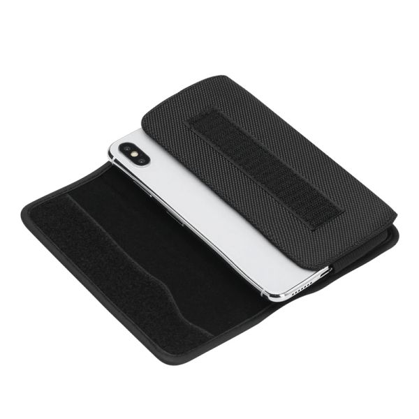 Portable Solid Black Phone Pouch Fanny Pack Belt Clip Without Carabiner Hanging Waist Storage Bag Women Men's Outdoor Phone Bag