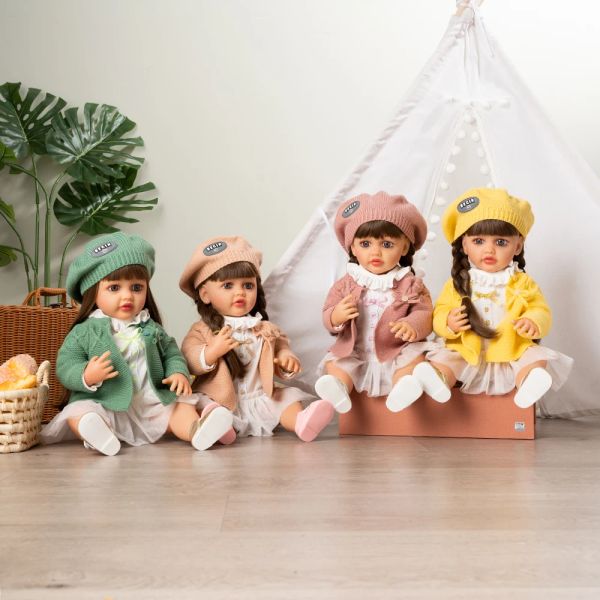 22 Inch Full Body Soft Silicone Vinyl Girl Reborn Baby Doll With Painted Lifelike Hair Bebe Reborn Toys Reborn Doll for Baby Toy