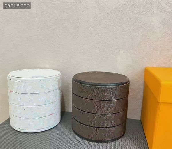 

Designer Brown Jewelry Necklace Ring Hair Rope with Mirror 4-layer Storage Gift Box