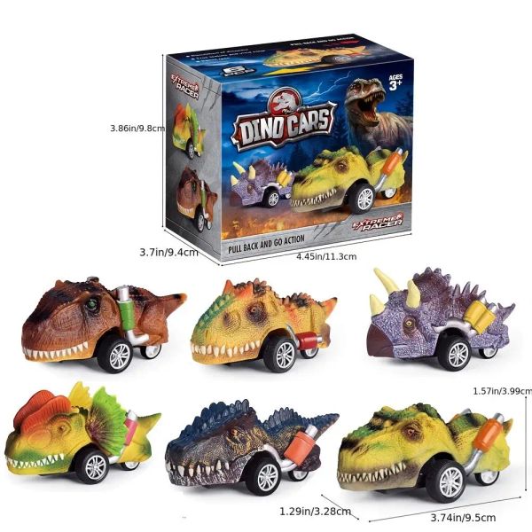 Dinosaur Toy Pull Back Cars Realistic Dino Cars Mini Monster Truck With Big Tires Small Toys For Kids Gifts