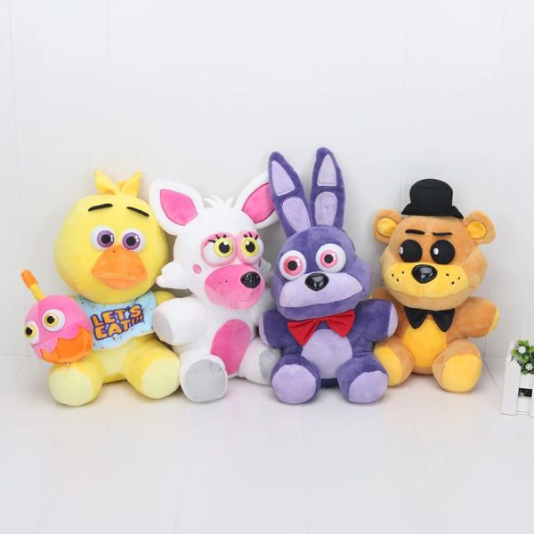 4Pcs/set Freddy Fazbear Plush Nightmare Freddy Foxy Bonnie Chica Plushie Horror Game Nightmare Freddy Stuffed Plush 25cm Toys