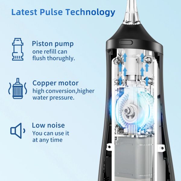 LISM Oral Irrigator USB Rechargeable Water Flosser Portable Dental Water Jet 310ML Water Tank Waterproof Teeth Cleaner