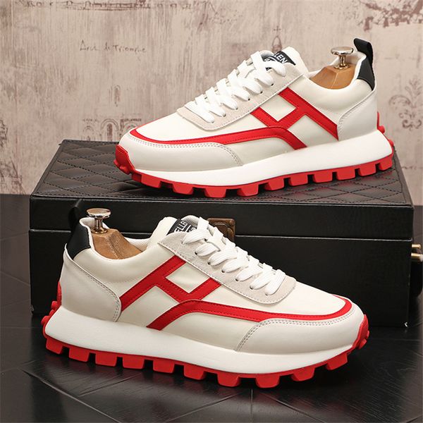

New Men's Skateboard Comfortable and Breathable Vulcanized Fashionable Lace-up Platform Shoes Sapato Masculino, White