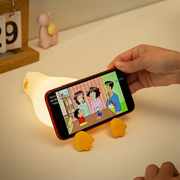 

Rechargeable USB Night Light Lying Duck Night Lamp Silicone Patting Light Room Bedside Lamp Home Decor Lamp For Child Gift