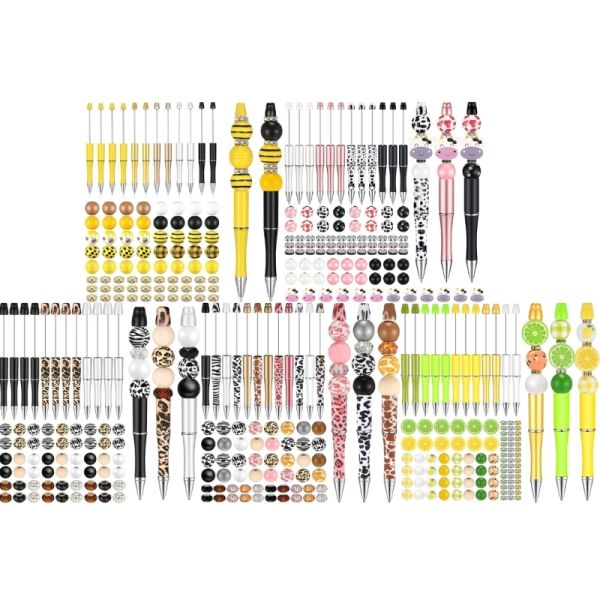 Wooden Bead Pen Kits Beadable Pen Set Ballpoint Bead Pen DIY Material School Kids Beaded Pen Making Kits