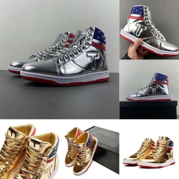 

T-Designer T Trump Never Surrender Shoes Mens Basketball Casual Sneakers Womens High Tops Gold Silver Custom Walk Hike Sneaker Sport Lace-up Summer Outdoor Trainer, Blue