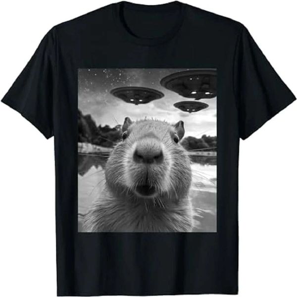 

Weird T-shirts, capybara selfie casual clothes, Please select3
