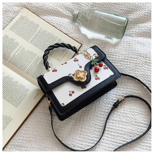 

Fashion Crossbody - Cute Cherry Print Small Square Bag with Fresh Color Contrast, Lightweight for Daily Use555, Plum