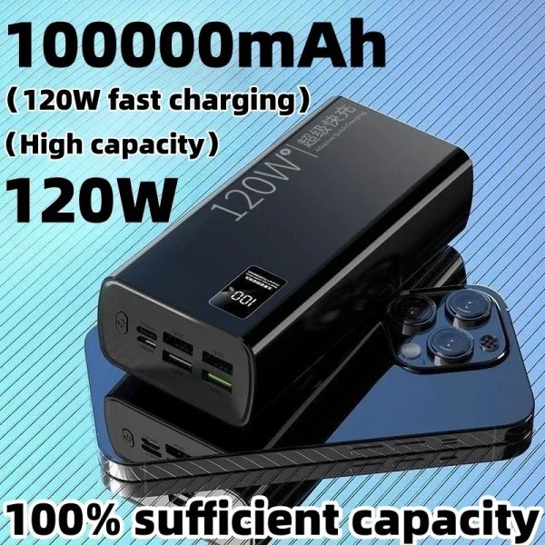 

super 120W fast charging 100000 mAh power bank with 100% sufficient capacity for mobile power supply for various mobile phones