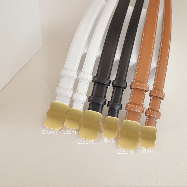 

Womens Belt Designer Belt for Women Smooth Gold Buckle Width 2.5cm/1.8cm Luxury Lady Narrow Belts Classic Genuine Leather Ladies Waistband, C5