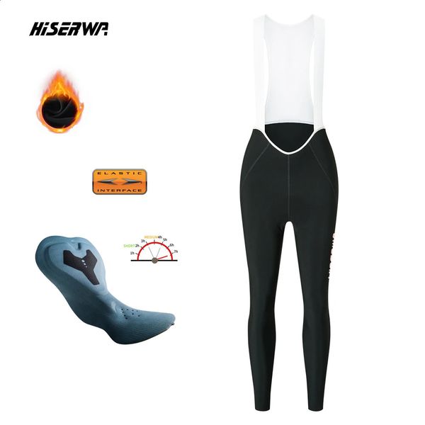 HISERWA winter cycling bib pants womens wool elastic interface Pro pad leggings 241105