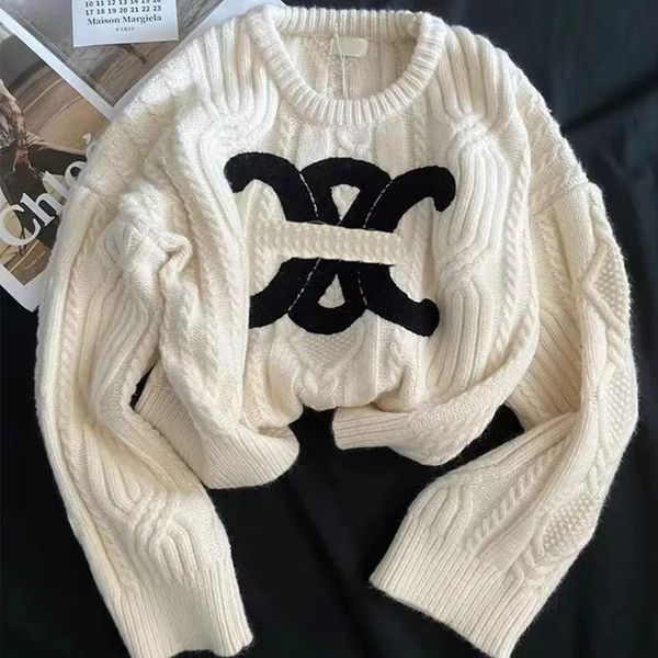 2024 pullover sweater women loose lazy wind design sense niche fashion sweater casual short top Size S-XL