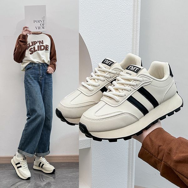 

ins Korean version of the low-top pops shoes female 2024 season new breathable student sports heightening casual shoes, Beige