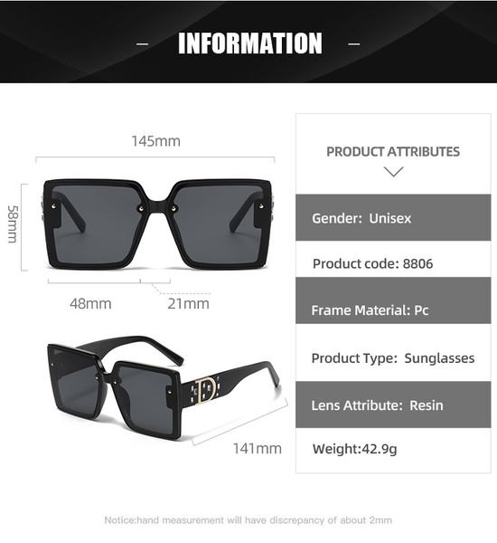 

Designer fashion European and American trend dia-encrusted square sunglasses personality street shot women's glasses beach sports