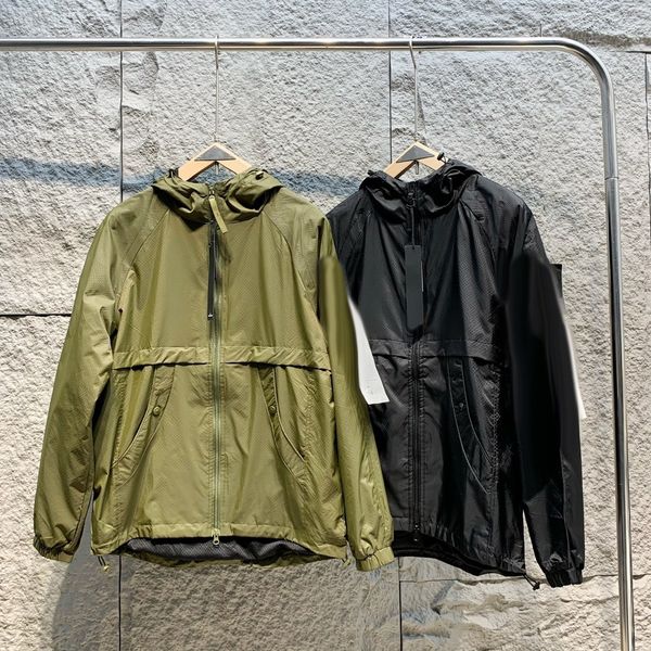 

Mens Jacket Lapel Neck Windbreaker jacket coat Italian Nylon Embroidered badge Clothes Outerwear, Black
