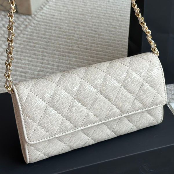 

Designer bag Wallets Black sheepskin Caviar Leather Wallet Classic Crossbody Bags card holder Handbags Luxurys Purse Card Women Ccredit card slot Fortune Bag 19cm, White