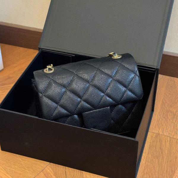 

Designer bag Classic Caviar leather Shoulder bag Woman Women luxurys Handbags Messenger Clutch Flap crossbody Wallet lady clutch Fortune bag 18m, Grey