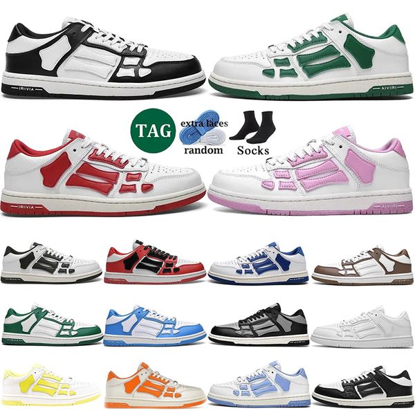 

Designer Skel-Top Low Casual Shoes Skelet Bones Runner Top Low Skel Skeleton Women Men Sneakers Black White Genuine Leather Lace Up shoe, Color 1