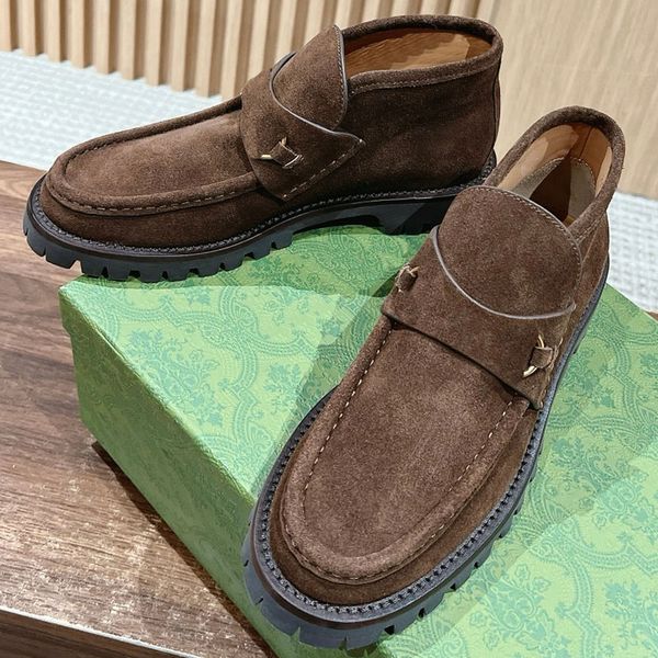 

WOMENS HORSEBIT ANKLE BOOT designer suede winter anti slip wear resistant rubber sole light gold hardware upper leather lining warm platform boots, Black