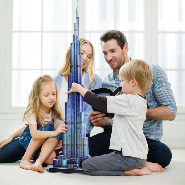 

Puzzles 3D LED Dubai Burj Khalifa 57.5 H Architecture Building Model Kits for Adults, Souvenir Decoration and Birthday Gifts fo, Multicolor