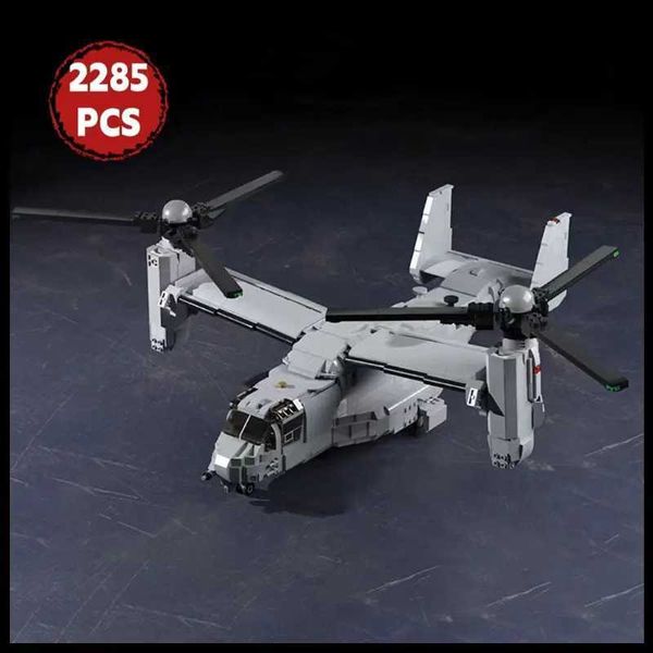 

MOC V-22 Osprey Fighter Model Building Blocks Military Tiltrotor Plane Weapon Constructor Assemble Brick Aldult Toys Xmas GiftY241106QYTC, Multicolor