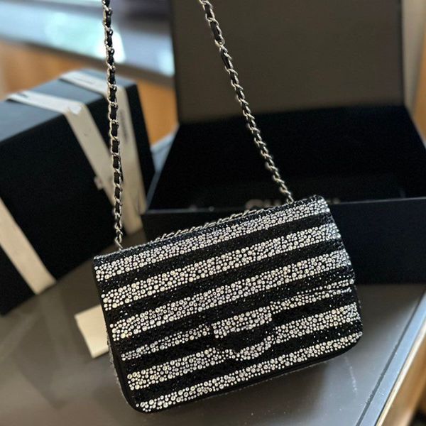 

Designers bags Women luxurys Full Diamond Shoulder bag Evening bag Handbags Messenger Handle Chain Bag Clutch Flap Crossbody Wallet lady clutch Fortune bag 20m, Black