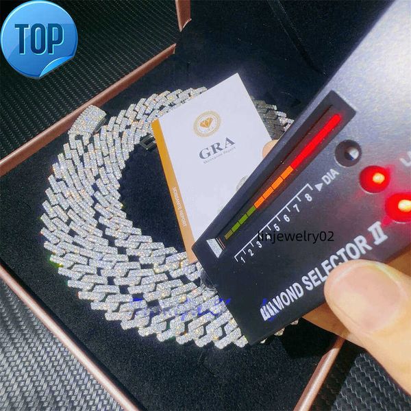

designer chain jewelry necklace chains for men chain 10-14mm moissanite bracelet men silver cuban link chain pass diamond tester GRA VVS moissanite cuban necklace