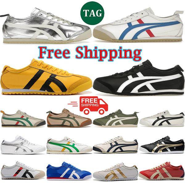 

Free Shipping Designer tiger mexico 66 casual shoes men women leather lace-up sneakers tigers black white yellow gold pink gum trainers outdoor jogging walking shoe, Red