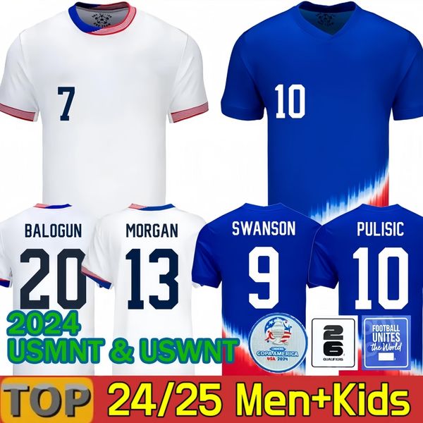 

2024 2025 PULISIC MCKENNIE Soccer Jerseys ERTZ ALTIDORE PRESS WOOD MORGAN LLOYD 24 25 Men Kids Kit USA Maillot Football Shirts America Player Version Training SMITH, 2024 home aldult