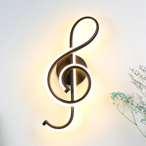 

Lamps Wall 22W LED Lamp Bedroom Beside Light Music Clef Shape Home Indoor Living Room Decoration Lighting AC90-260V Black/White ing