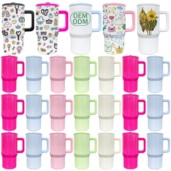 25PACK US warehouse Double Walled 20oz Stainless Steel Sublimation Cup Leak Resistant Macaron Tumbler with Cap and Straw for DIY gift