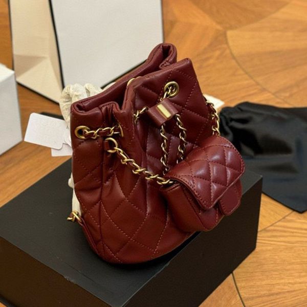 

Designer Bags Fashion Lambskin twin bag Backpack school bag Womens Outdoor Backpack Travel Backpack handbag bookbags messenger bag fortune bag 18m, Red