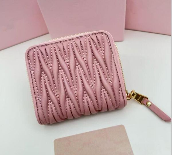 

Designer Card Holders Women Mini Wallet Fashion Genuine Soft Sheep Leather Coin Pocket Ladies Purse New Credit Cards Holder miuuuuss with box, 4-pink