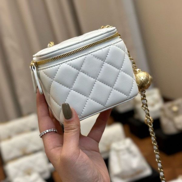 

Designer bag Makeup Bag Shoulder Bag chain handlequality leather Crossbody Bag saddle bag luxurys Handbagsl Zipper cosmetic bag Fortune Bag Messenger Bag 11m, White