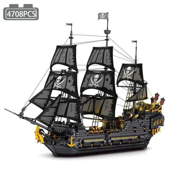 

4708PCS Blocks Black Pearl Pirate Ship Model Building Blocks Medieval Movie Skeleton Adventure Boat Assembly Bricks Toys For Kids GiftsY241106QYR0, 4708pcs no box