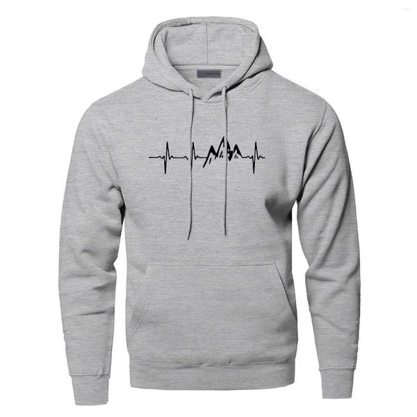 

Mens Hoodies Mountain Heartbeat For Man Sweatshirt Autumn Long Sleeve Hooded Hoodie Black Gray Sportswear, Dark blue