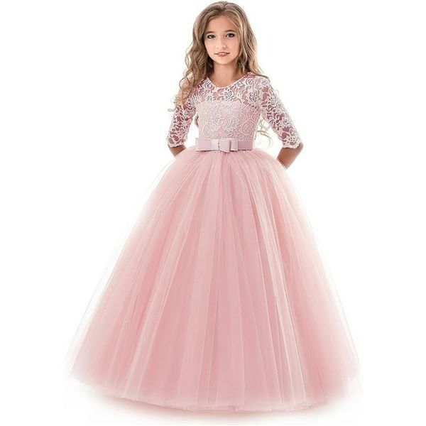 

Girls Princess Pageant Dress Kids Prom Ball Gowns Wedding Party Flower Dresses, Pink