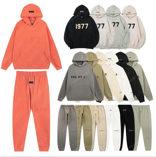 

2024 Fashion Fog Hoodie 1977 ESS Hoodies Mens Womens Pullover Hip Hop Tracksuit Oversized Sweatshirts Pants Set Casual Ladys Jumpers essentialsweatshirts Hoody, Beige