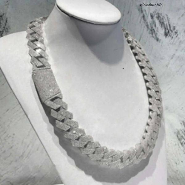 

Custom Hop Mossanite Necklace Jewelry VVS Hip hop Sterg Sier Def 20Mm Dia Moissanite 14K Rose Plated Pendant Cuban k Chain