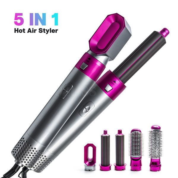 

Electric 5 in 1 HeadsProfessional Personal Care Salon Dryer Tool EU UK US Plug High quality Curler Iron Hair tools Storage Box, Rose red