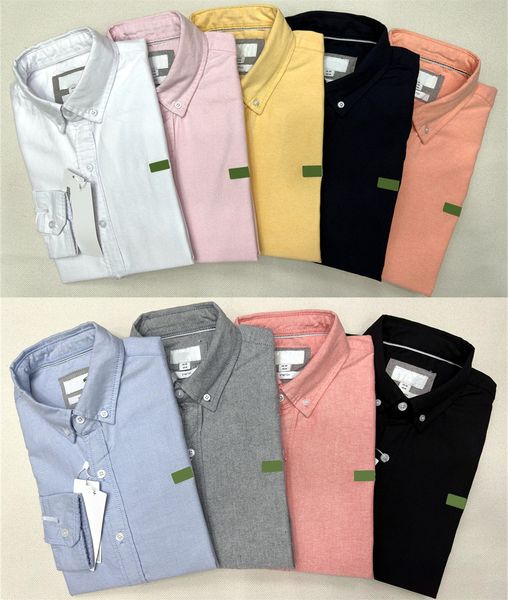 

Mens Casual Shirts Spring and autumn high quality business classic embroidery Fashion Solid color long sleeved shirt thick oxford cloth plus size Shirts sss, Orange